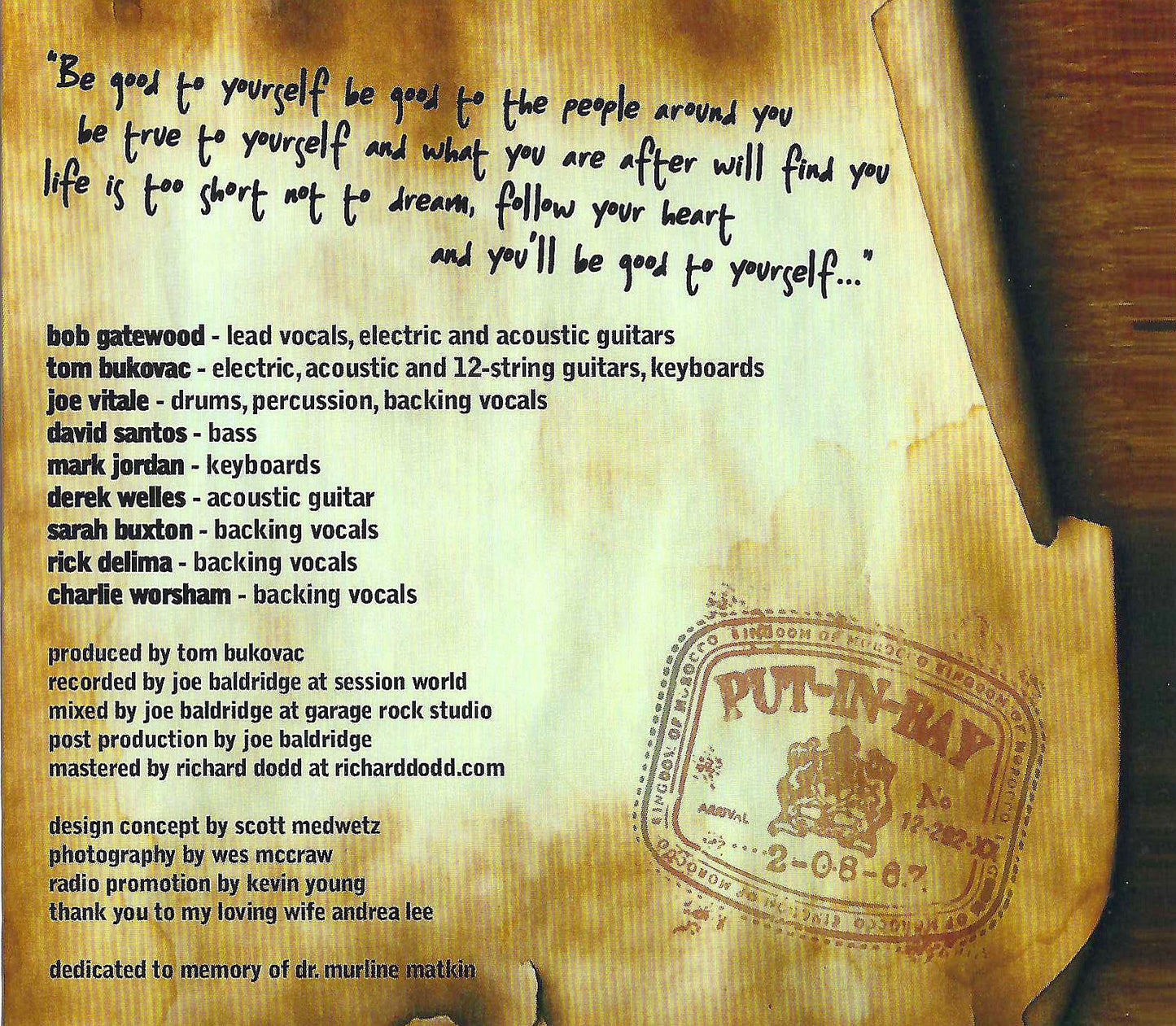 Music CD Be Good to Yourself